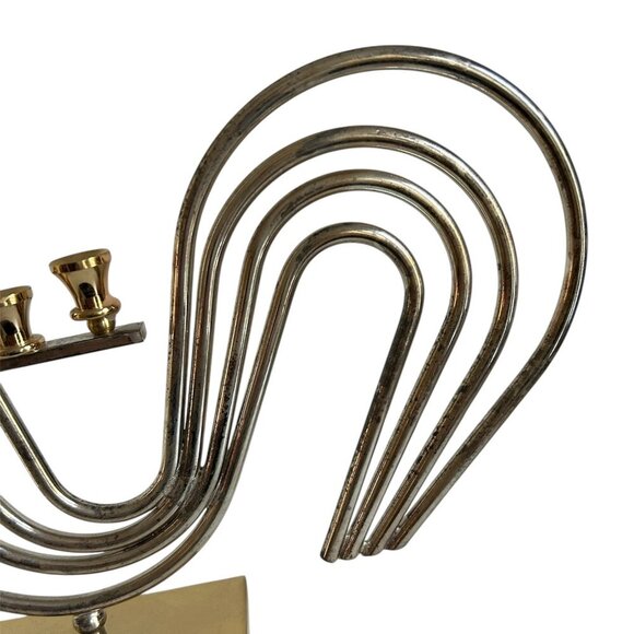 ZAVUROV HANUKKAH CHANUKAH MENORAH Gold & Silver Plated Art Deco Vintage - Picture 3 of 7